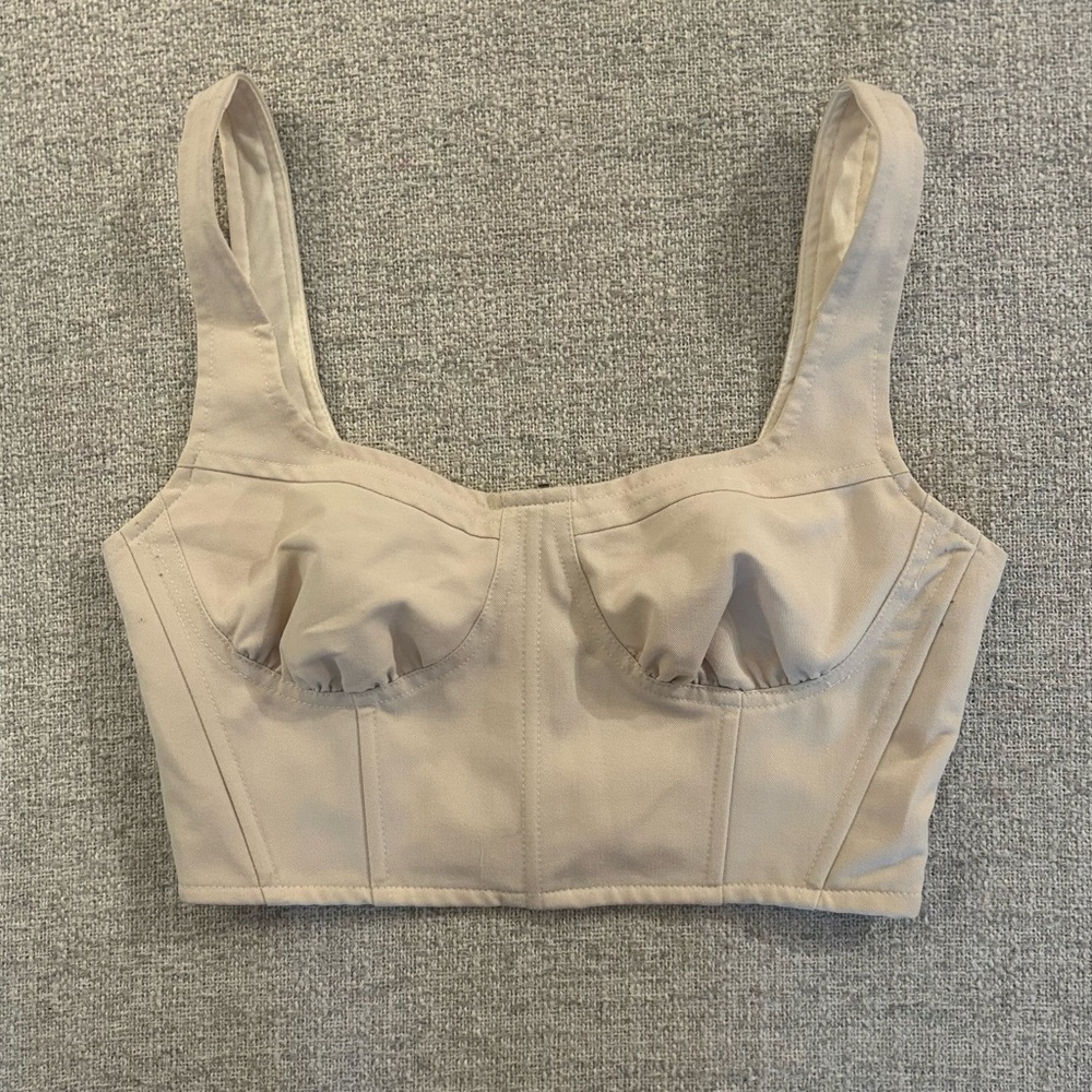 La Hearts Cream Structured Bustier Crop Top